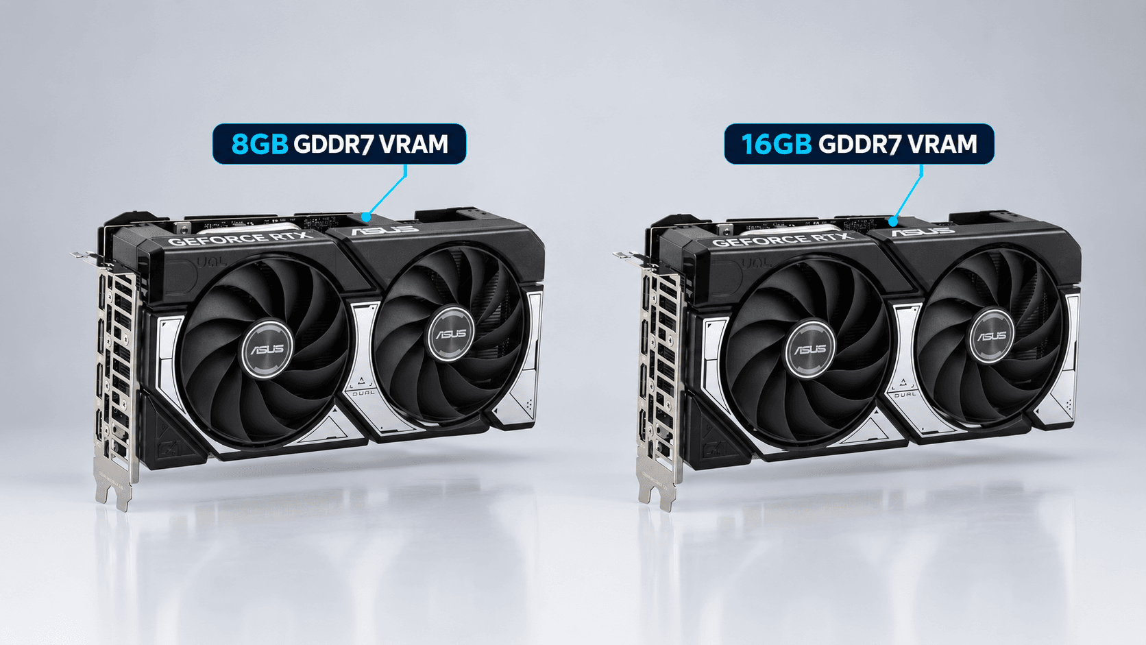 RTX 5060 Ti 8GB and 16GB graphics cards side by side comparing VRAM capacity