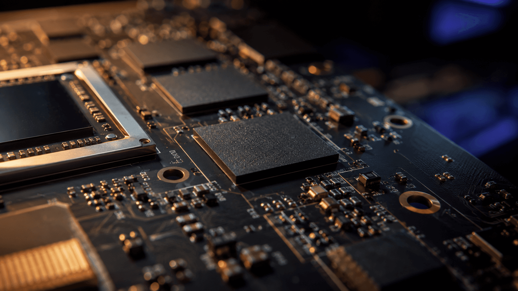 Close-up of GDDR memory chips on a graphics card PCB, illustrating the VRAM shortage driving up GPU prices